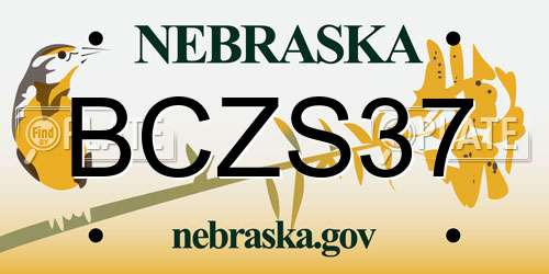 BCZS37 Nebraska License Plate