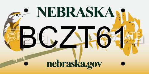BCZT61 Nebraska License Plate