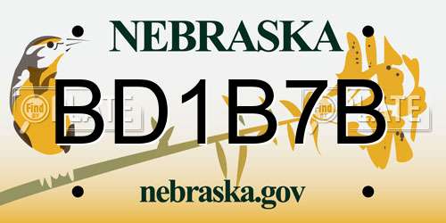 BD1B7B Nebraska License Plate