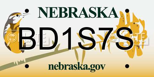 BD1S7S Nebraska License Plate