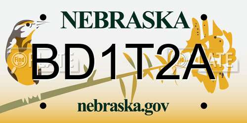 BD1T2A Nebraska License Plate