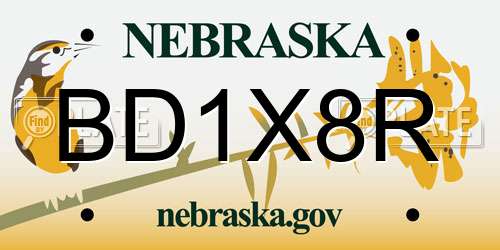 BD1X8R Nebraska License Plate