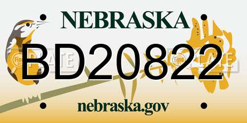 BD20822 Nebraska License Plate