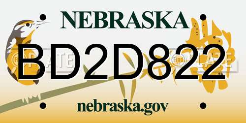 BD2D822 Nebraska License Plate