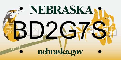 BD2G7S Nebraska License Plate