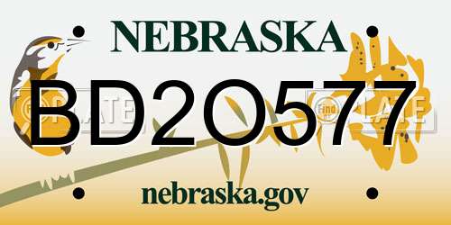 BD2O577 Nebraska License Plate