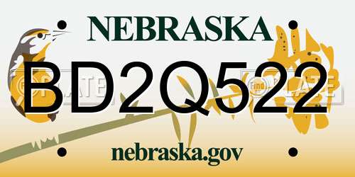 BD2Q522 Nebraska License Plate