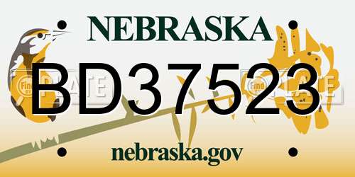 BD37523 Nebraska License Plate