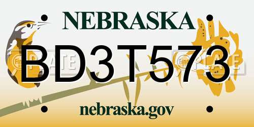 BD3T573 Nebraska License Plate