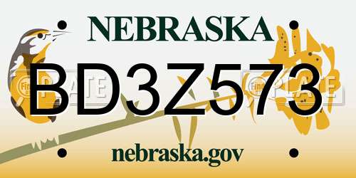BD3Z573 Nebraska License Plate