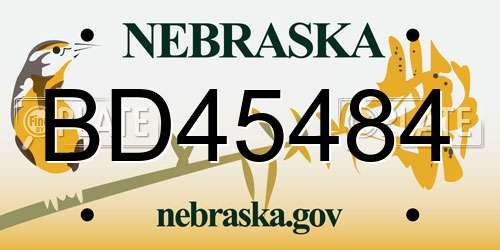 BD45484 Nebraska License Plate
