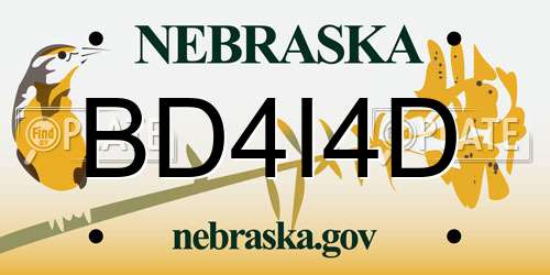 BD4I4D Nebraska License Plate