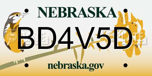 BD4V5D Nebraska License Plate