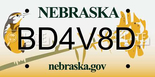 BD4V8D Nebraska License Plate