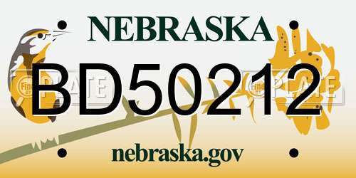 BD50212 Nebraska License Plate