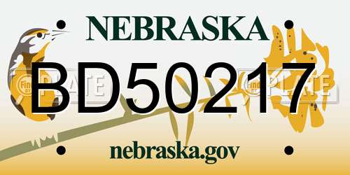 BD50217 Nebraska License Plate
