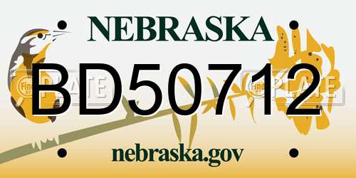 BD50712 Nebraska License Plate