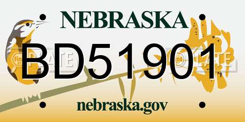 BD51901 Nebraska License Plate