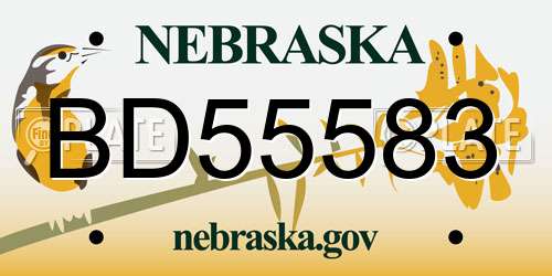 BD55583 Nebraska License Plate