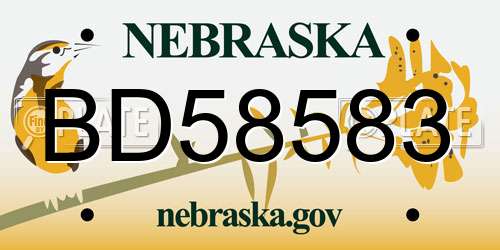 BD58583 Nebraska License Plate