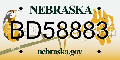 BD58883 Nebraska License Plate