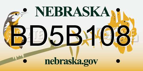 BD5B108 Nebraska License Plate