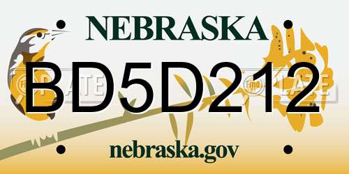 BD5D212 Nebraska License Plate