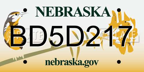 BD5D217 Nebraska License Plate