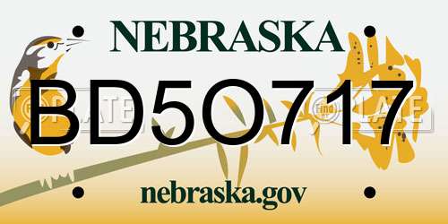 BD5O717 Nebraska License Plate