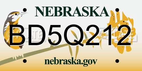 BD5Q212 Nebraska License Plate