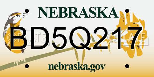 BD5Q217 Nebraska License Plate