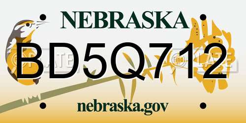BD5Q712 Nebraska License Plate