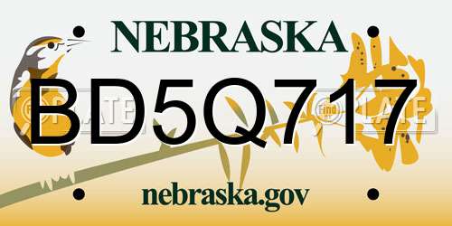 BD5Q717 Nebraska License Plate
