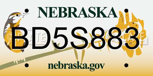 BD5S883 Nebraska License Plate