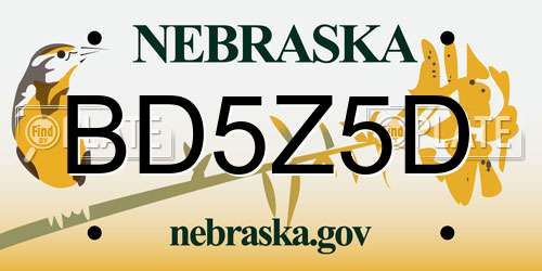 BD5Z5D Nebraska License Plate