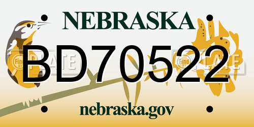 BD70522 Nebraska License Plate