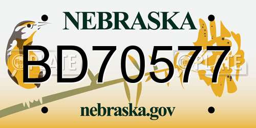 BD70577 Nebraska License Plate