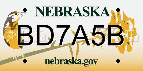 BD7A5B Nebraska License Plate