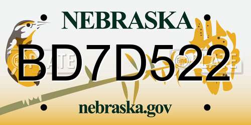 BD7D522 Nebraska License Plate