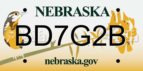 BD7G2B Nebraska License Plate