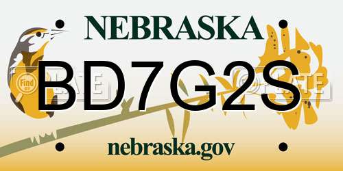 BD7G2S Nebraska License Plate