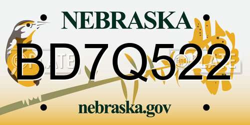 BD7Q522 Nebraska License Plate
