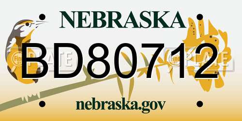 BD80712 Nebraska License Plate