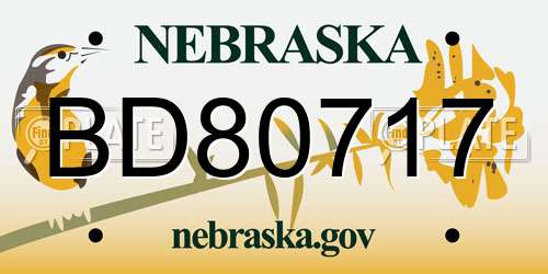 BD80717 Nebraska License Plate