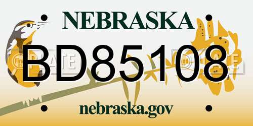 BD85108 Nebraska License Plate