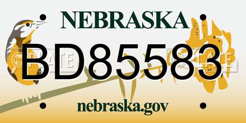 BD85583 Nebraska License Plate