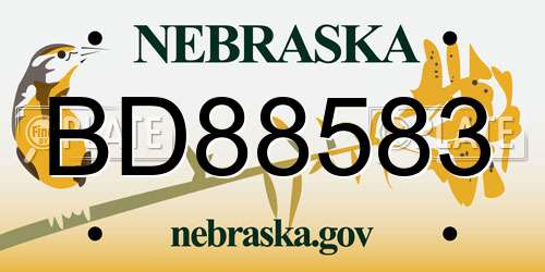 BD88583 Nebraska License Plate