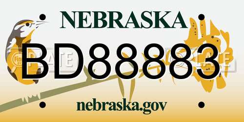 BD88883 Nebraska License Plate