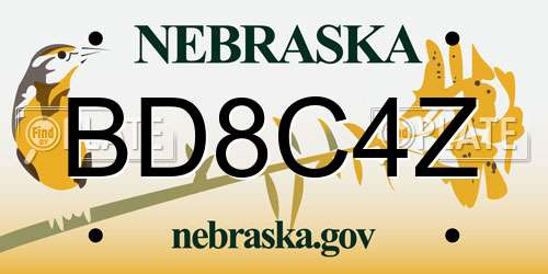 BD8C4Z Nebraska License Plate