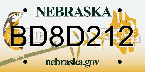 BD8D212 Nebraska License Plate